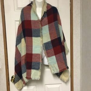 Red Camel Ladies OS Plaid Shawl Capelet‎ Scarf